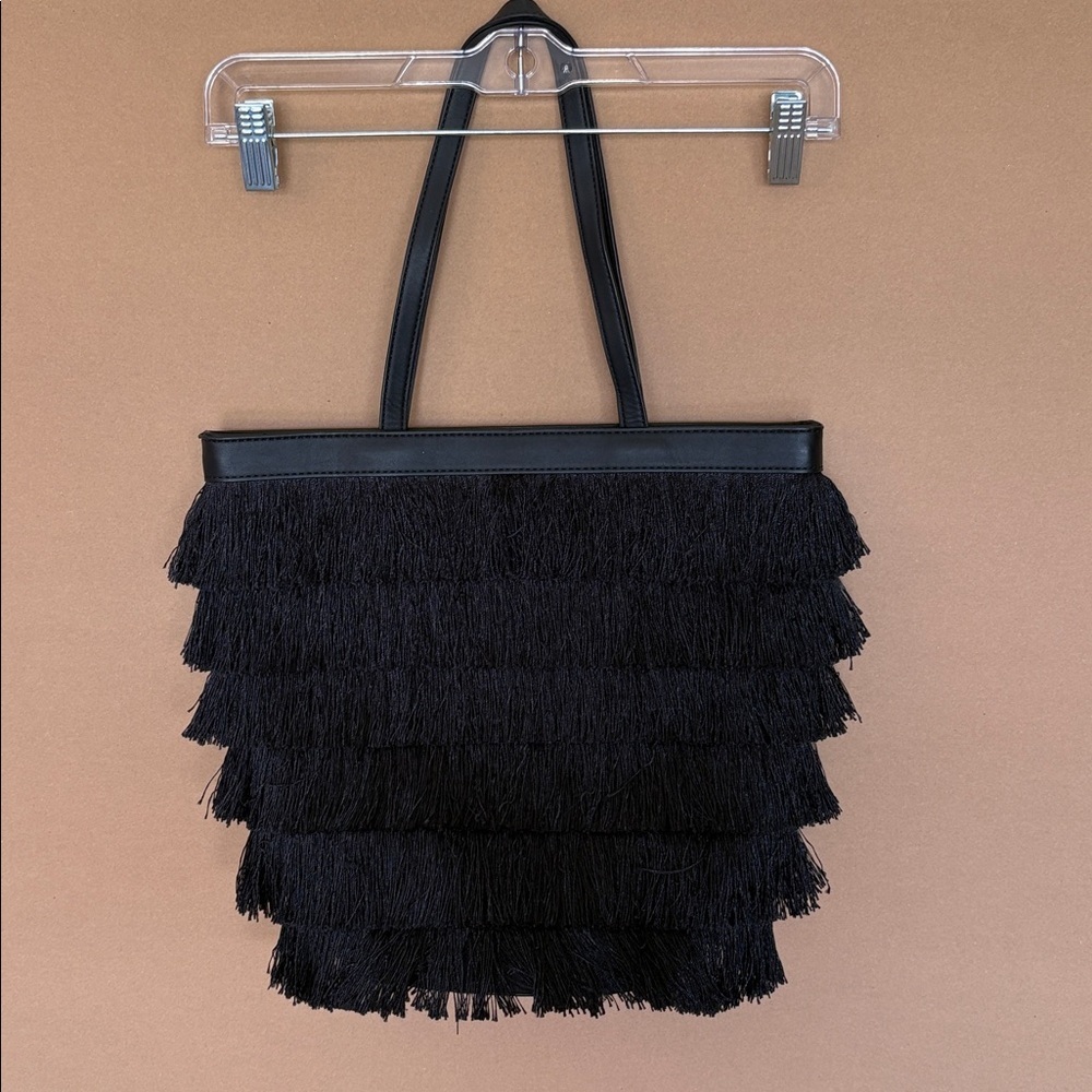 NINE WEST Black Fringe Tote Bag - Picture 2 of 11